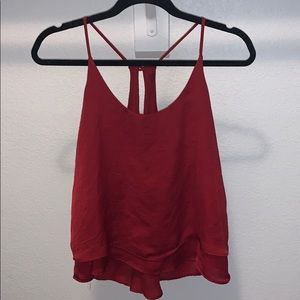 Red doublelined strappy silky tank top 🇺🇸